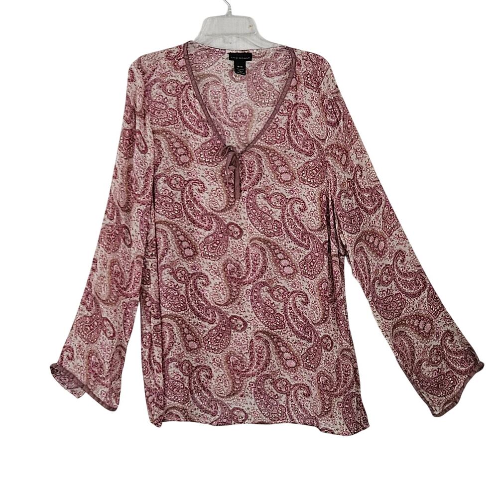 Lane Bryant Paisley Sheer Blouse Pink Sz 18/20 Boho